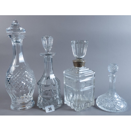 36 - FOUR VARIOUS DECANTERS