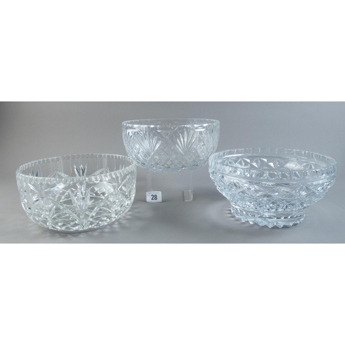 28 - THREE CUT GLASS CRYSTAL BOWLS