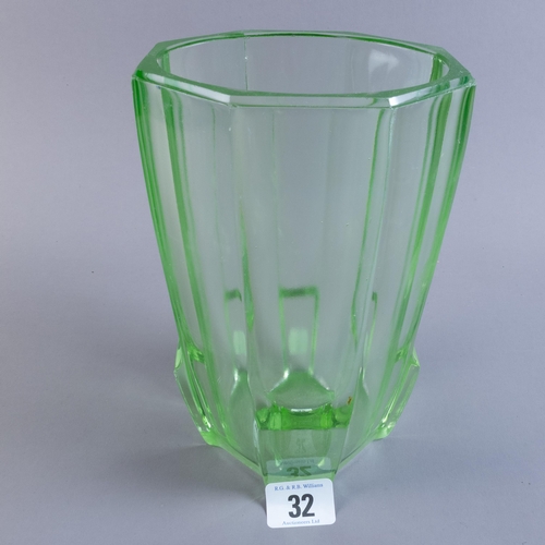 32 - ART DECO URANIUM GLASS VASE