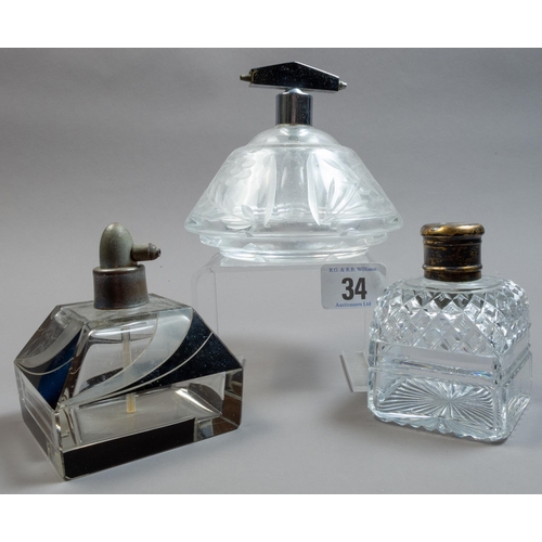 34 - THREE PERFUME BOTTLES