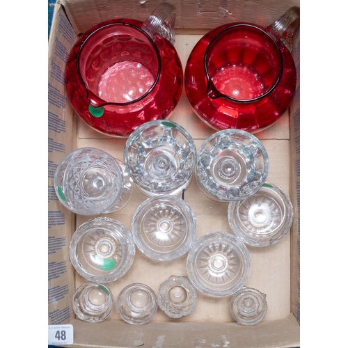 48 - MISC CRYSTAL GLASSES CRANBERRY JUGS ETC