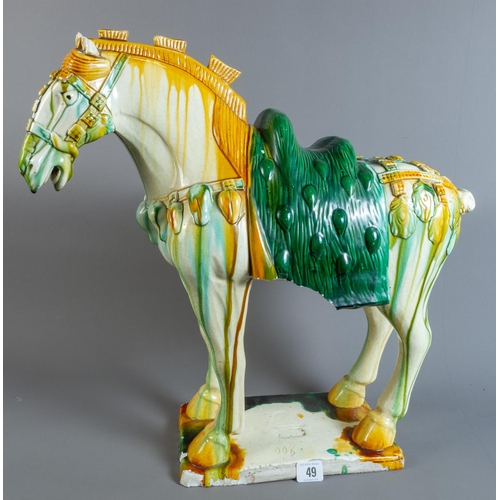 49 - LGE CERAMIC TANG STYLE HORSE A/F 50CM TALL