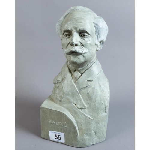 55 - STUDIO POTTERY  BUST OF GABRIEL FAURE UNKNOWN POTTERS MARK 25CM