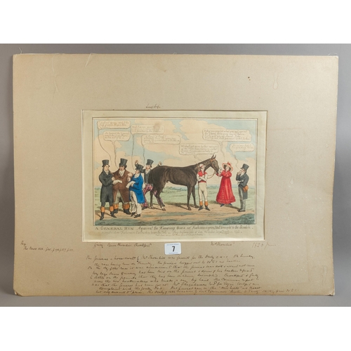 7 - GEO' HAND COLOURED ETCHING PUBLISHED 1826 UNFRAMED MOUNT 47CM X 63CM