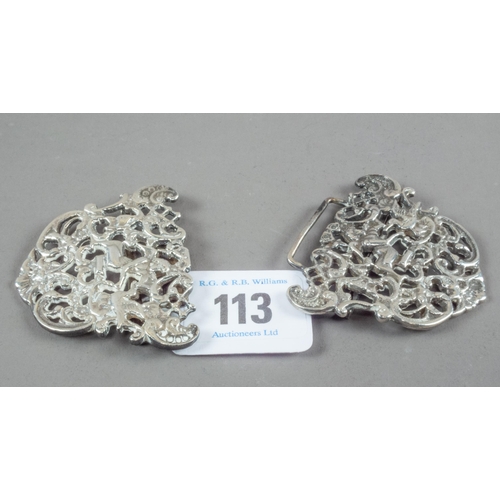 113 - SILVER NURSES BELT BUCKLE 58G