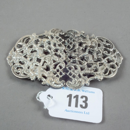 113 - SILVER NURSES BELT BUCKLE 58G