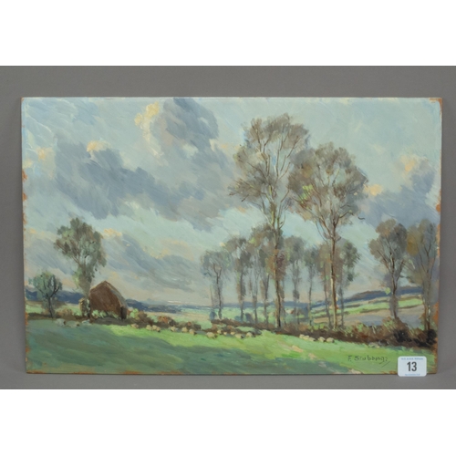 13 - FRED STUBBINGS IMPRESSIONIST OIL ON BOARD SIGNED LOWER RIGHT UNFRAMED 30CM X 45CM