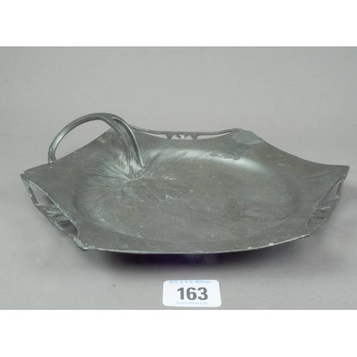 163 - PEWTER ART NOUVEAU DISH MARKED VERSO 3152