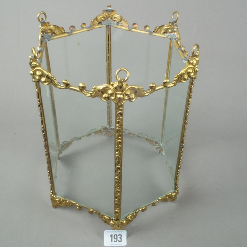 193 - GILT METAL & GLASS HALL LANTERN SHADE