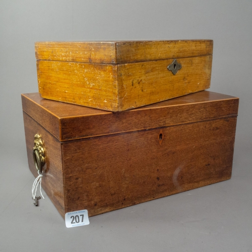 207 - MAHOGANY BOX + PAINTED PINE BOX