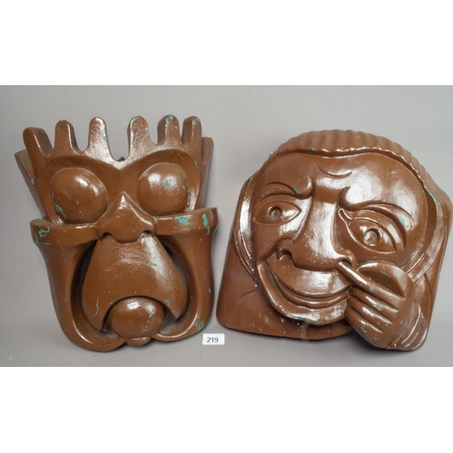 219 - TWO CARVED WOODEN MASKS