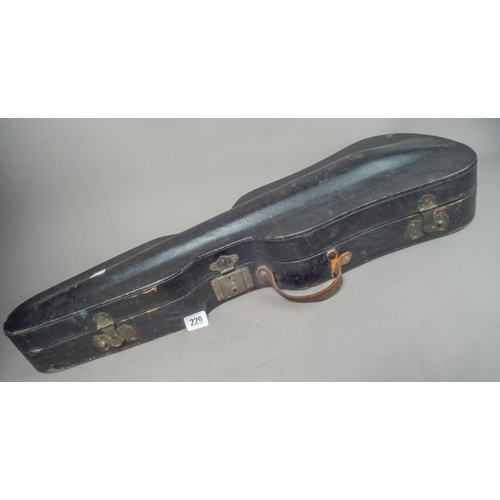 229 - CASED VIOLIN & BOW 60CM TOTAL LENGTH