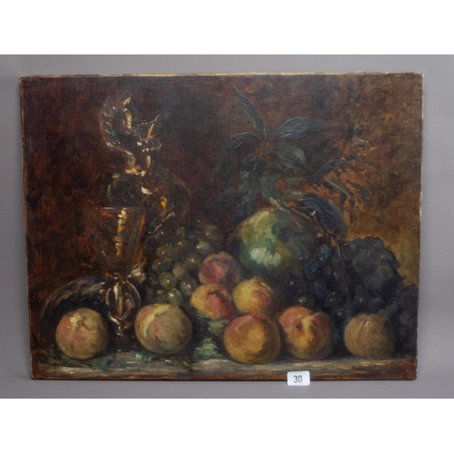 30 - HENRY PAUL TREEBY OIL ON CANVAS STILL LIFE SIGNED & DATED UNFRAMED 44CM X 56CM