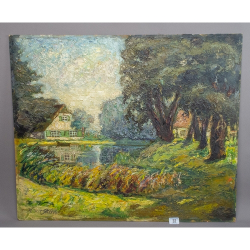 32 - IMPASTO OIL ON BOARD SIGNED LOWER LEFT ROBERT STEIN 60CM X 72CM