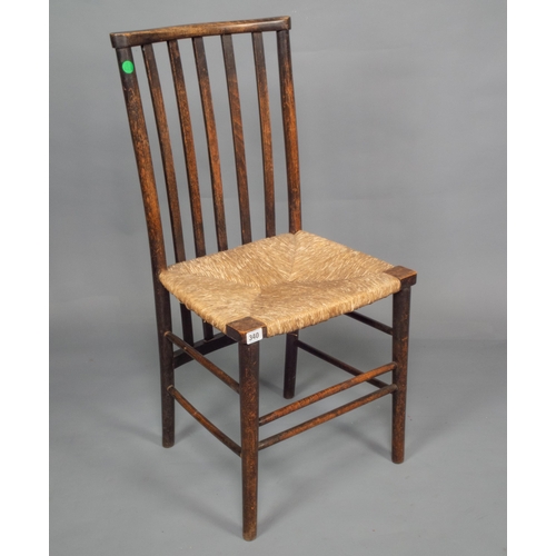 340 - ARTS & CRAFTS RUSH SEAT SIDE CHAIR IN WILLIAM MORRIS FOR LIBERTY & CO STYLE