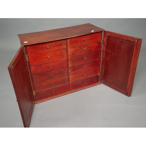 348 - 19TH C MAH' 12 DRAWER COLLECTORS CABINET 71CM