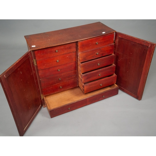 348 - 19TH C MAH' 12 DRAWER COLLECTORS CABINET 71CM