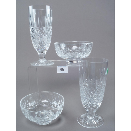 45 - PAIR STUART CRYSTAL LAGER GLASSES & PAIR STUART DISHES