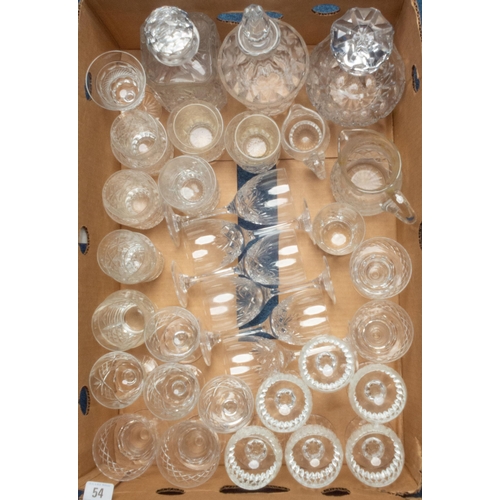 54 - BOX MISC CRYSTAL GLASSES & DECANTERS