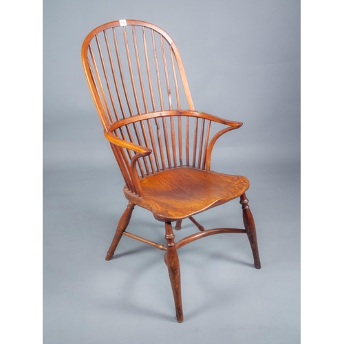 678 - 18TH C YEW WOOD & ELM SEAT WINDSOR CHAIR