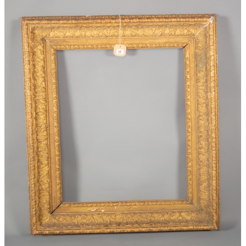 69 - SINGLE REGENCY GILT WOOD & GESSO FRAME, 99x87CM, APERTURE 69x56CM