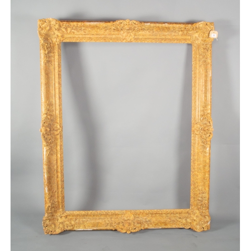 73 - LARGE VICT' WOOD & GESSO FRAME WITH STIPPLED EFFECT, OLD BONHAMS LABEL VERSO 152x122CM, APERTURE 121... 