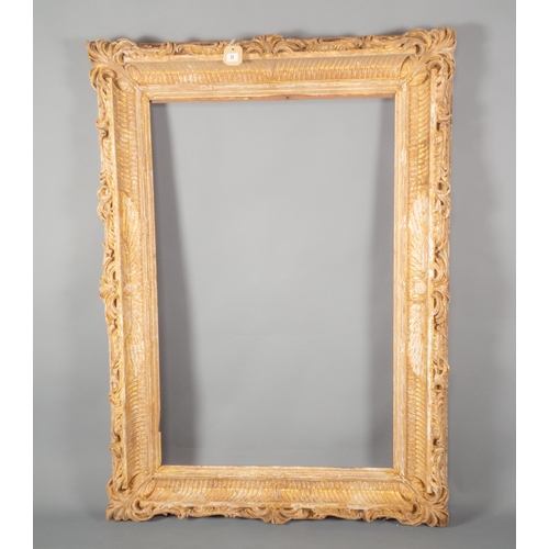 74 - VICTORIAN SOLID CARVED WOOD PICTURE FRAME, 142x104CM, APERTURE 110x71CM