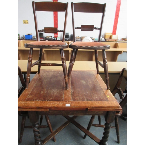 203 - Barley Twist Draw Leaf Table + 4 Chairs