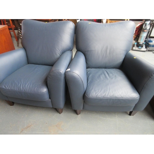 236 - Two Navy Leather Armchairs