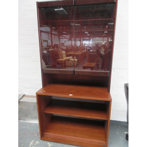 268 - Shelving Unit with Glazed Cupboard Above