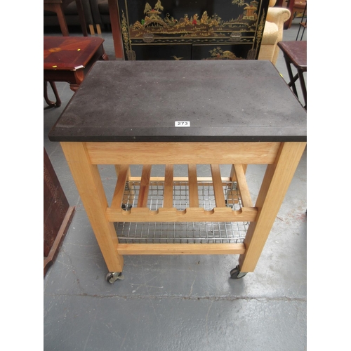 273 - Marble Top Kitchen Workstation & Wine Rack