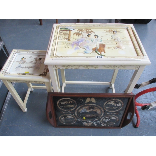 287 - Oriental Tables & Butterfly Tray