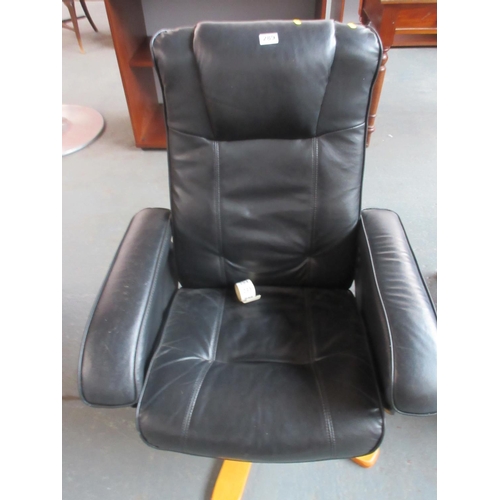 289 - Black Leather Revolving Reclining Chair