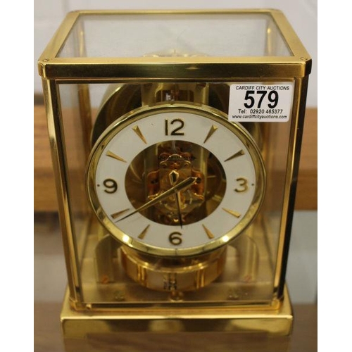 579 - A Jaeger Le - Coultre Atmos Clock in  A Brass Four Pillar Case