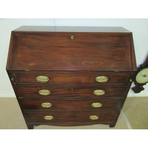 592 - Large Mahogany Writing Bureau with Four Graduated Draws & Fitted Interior