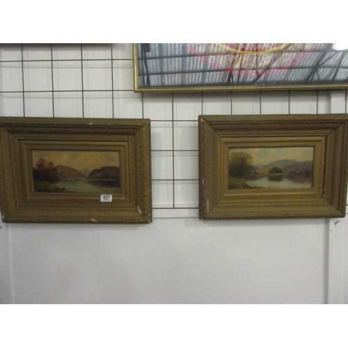 627 - Pair of Oil on Board paintings - Lake Scene - C Ribley