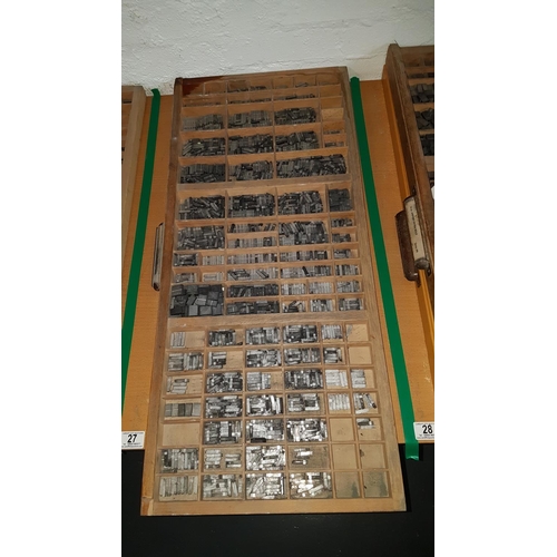 27 - Wooden Printers Tray + Contents