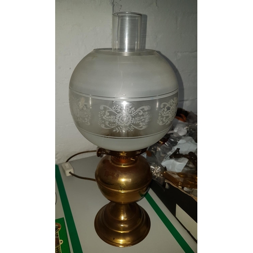 50 - Brass Oil Lamp With Electric Conversion