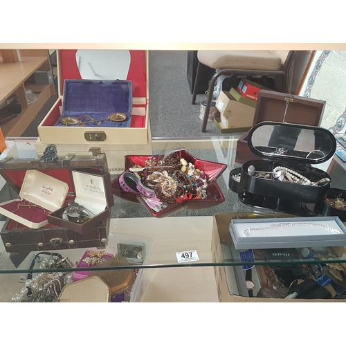 497 - Lot of costume jewellery and cased weights