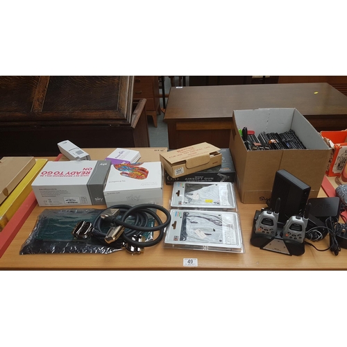 49 - Quantity of small electrical items , walkie talkies etc and selection of watches