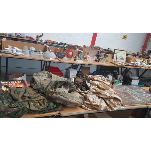 57 - Royal Marines webbing clothing, pouches, burgen etc, together with military painting