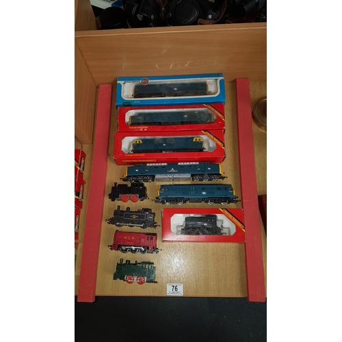 76 - Collection of boxed Hornby railway engines, Airfix engine and loose engines