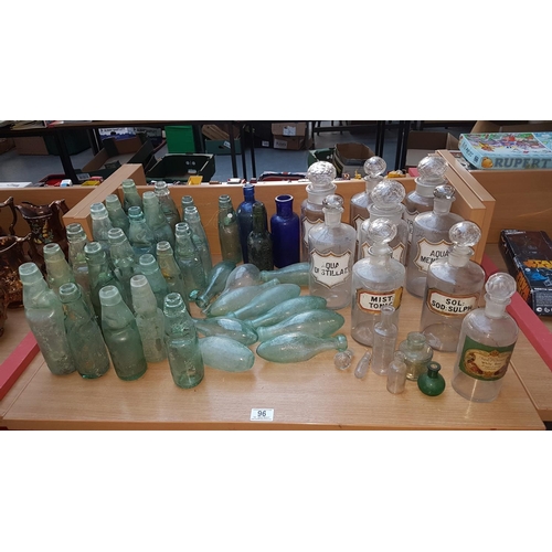 96 - Large quantity of glass bottles including chemist bottles
