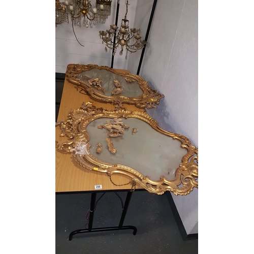 250 - A Pair of early gilt framed ornate Pier mirrors ( in need of restoration)