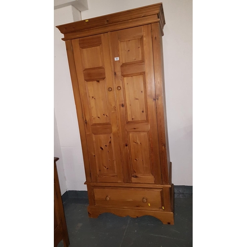 253 - Pine single door wardrobe with draw