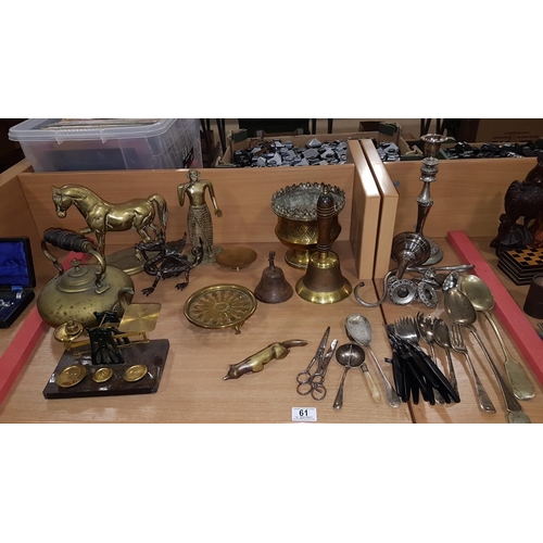 61 - Selection of brass and metalware items