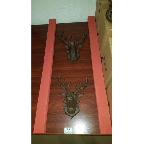 52 - 2 cast iron deer heads