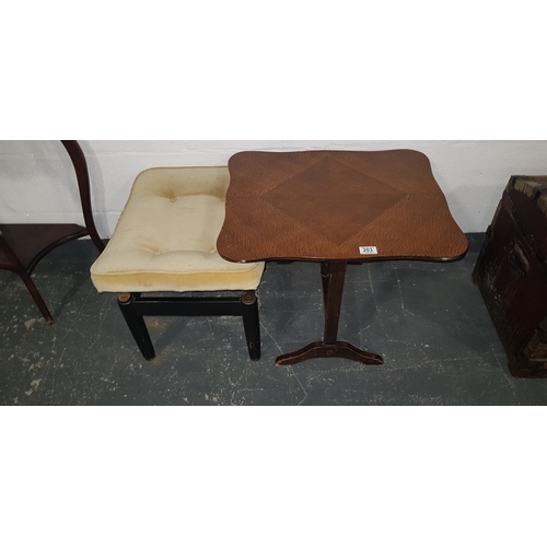 203 - G Plan stool and small drop leaf table