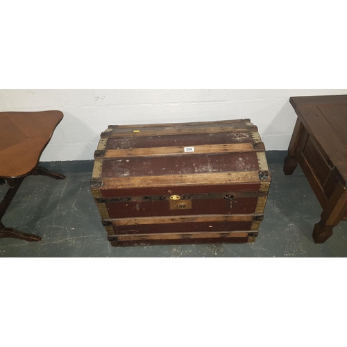 204 - Wooden travel trunk