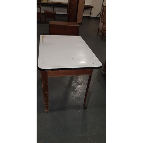 216 - Enamel topped kitchen table